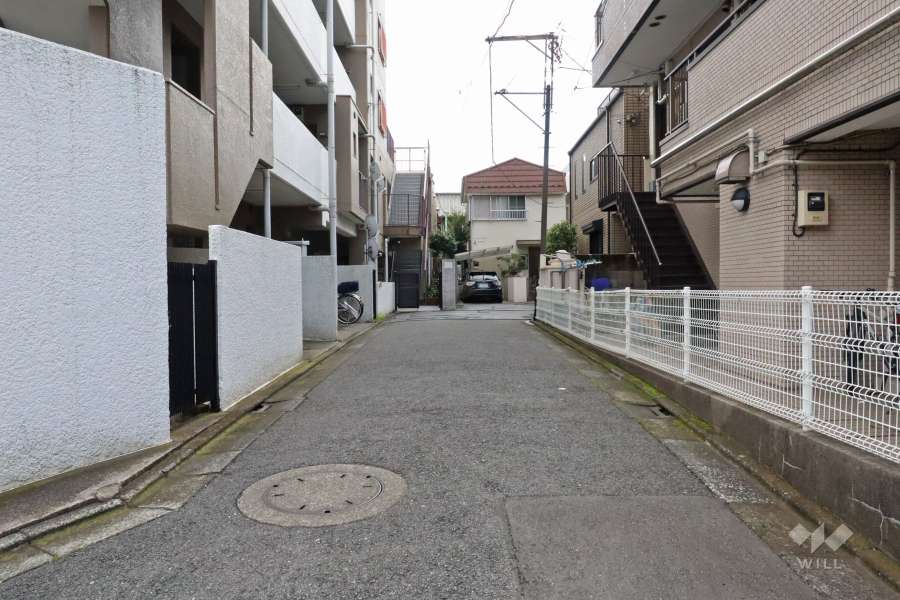 敷地西側の前面道路（北側から）