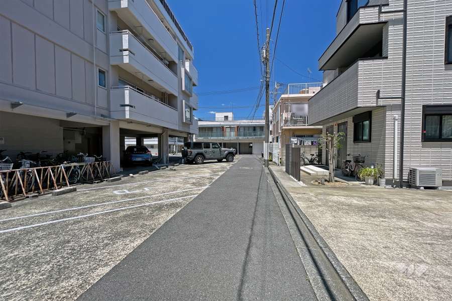 敷地東側の前面道路（北側から）