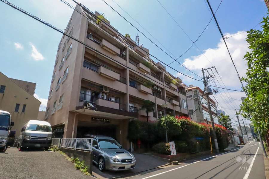 洗足パークマンションの外観(南東側から)