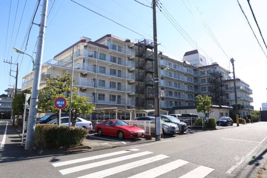 レック東多摩川スカイハイツ２号館の外観(北西側から)