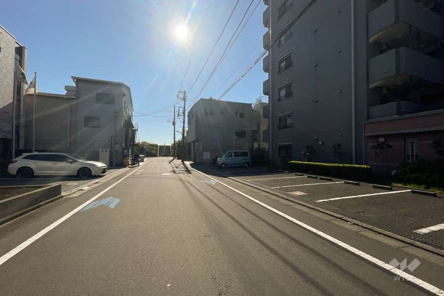 敷地東側の前面道路（北側から）