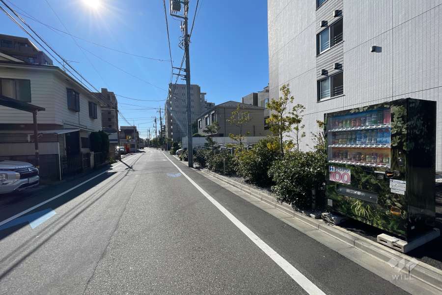 敷地西側の前面道路（北側から）