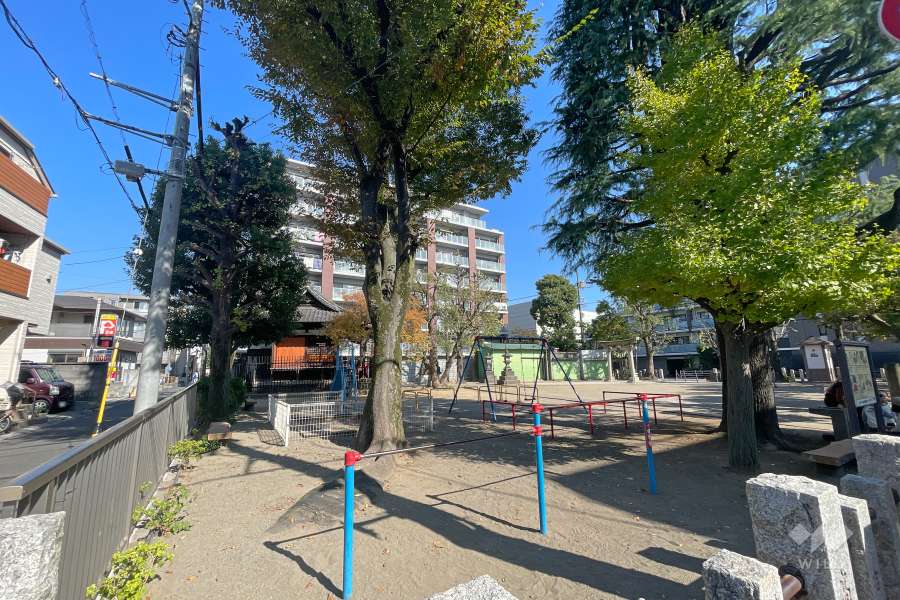 敷地に隣接する氷川児童遊園　