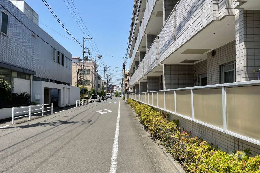 敷地の南側前面道路（東側から）