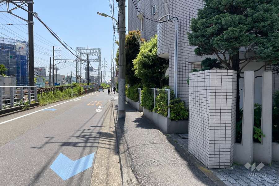 敷地の北東側前面道路（北西側から）