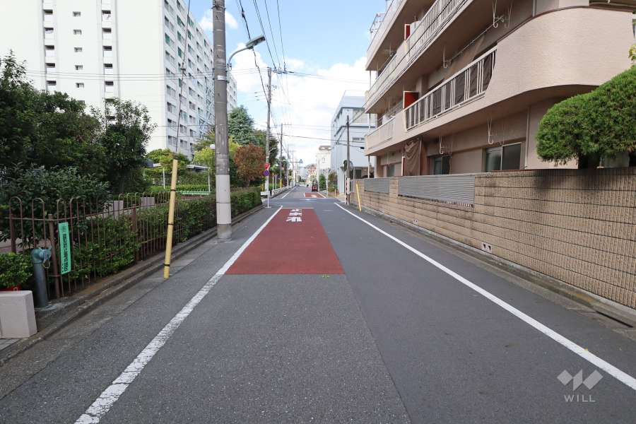 敷地西側の前面道路
