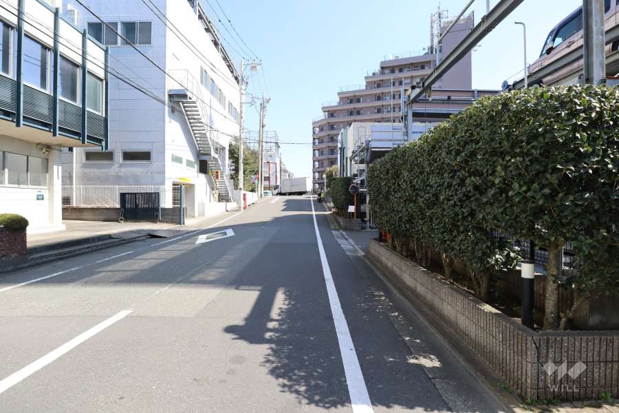 敷地の北側前面道路（西側から）