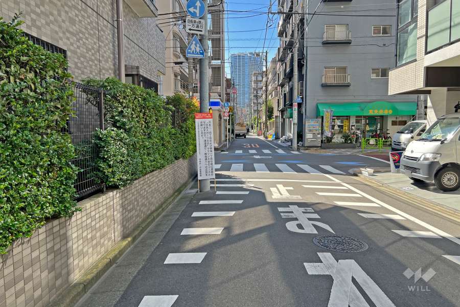 敷地の北側前面道路（東側から）