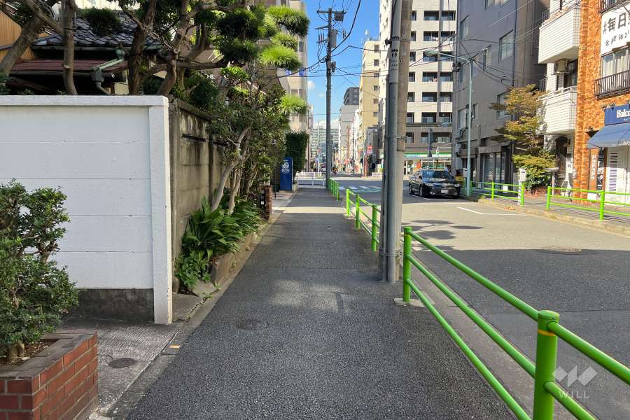 敷地の北東側前面道路（南東側から）