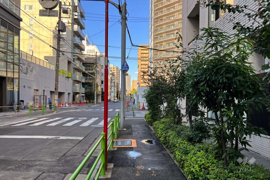 敷地北西側の前面道路（南西側から）