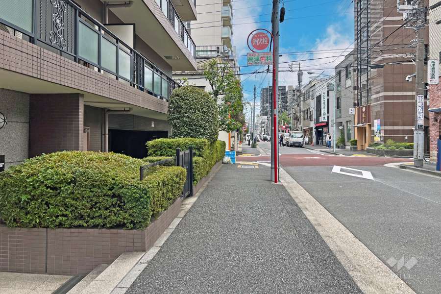 敷地の南西側前面道路（北西側から）