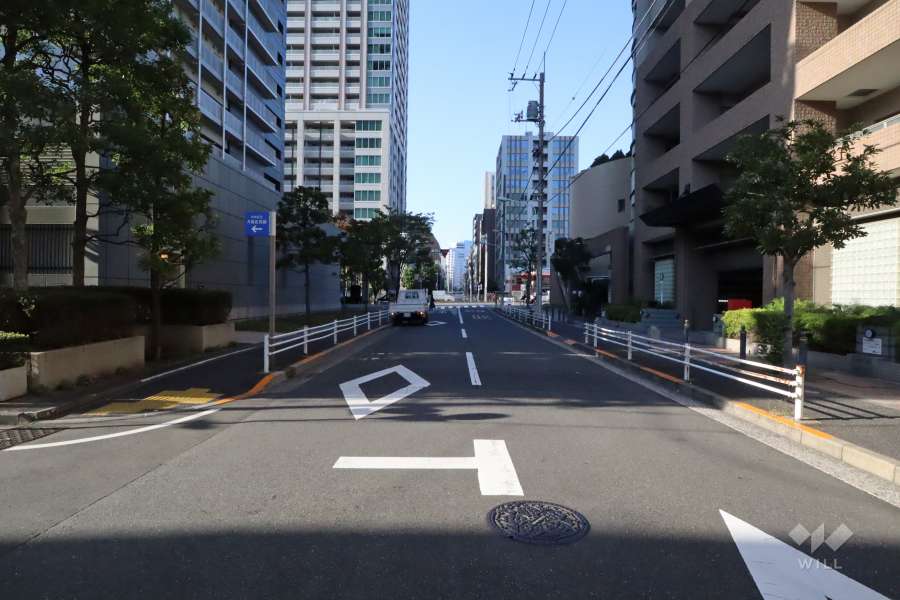 敷地北東側の前面道路(南東側から)