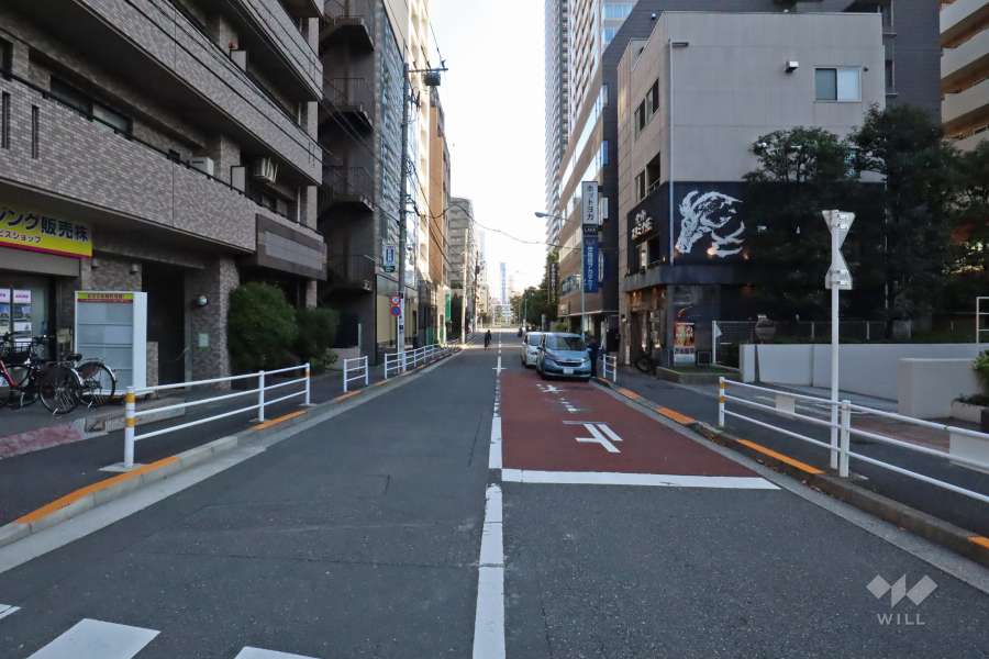 敷地北東側の前面道路（北西側から）