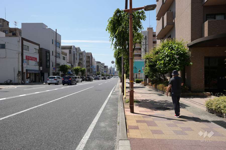 敷地東側の前面道路（北側から）