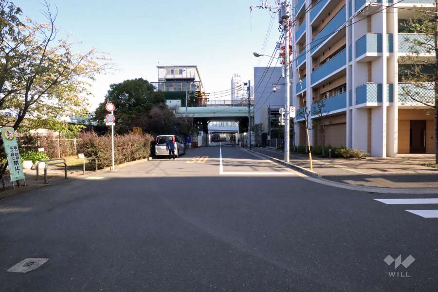 敷地北西側の前面道路(南西側から)