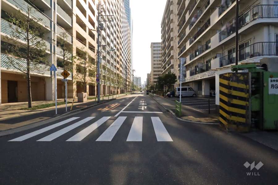 敷地南西側の前面道路(北西側から)