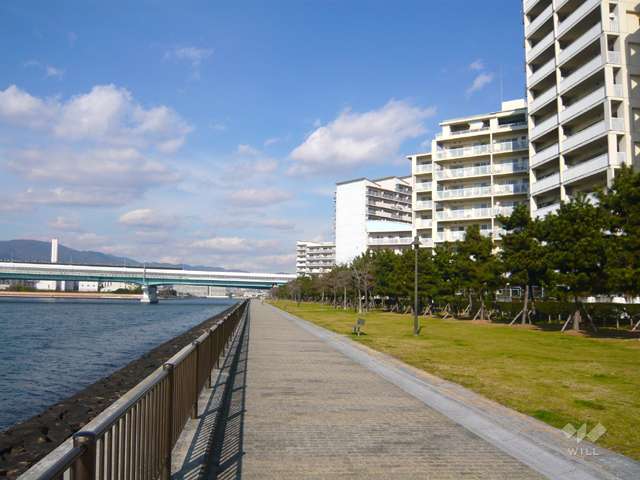 敷地の西側が海に面しています。