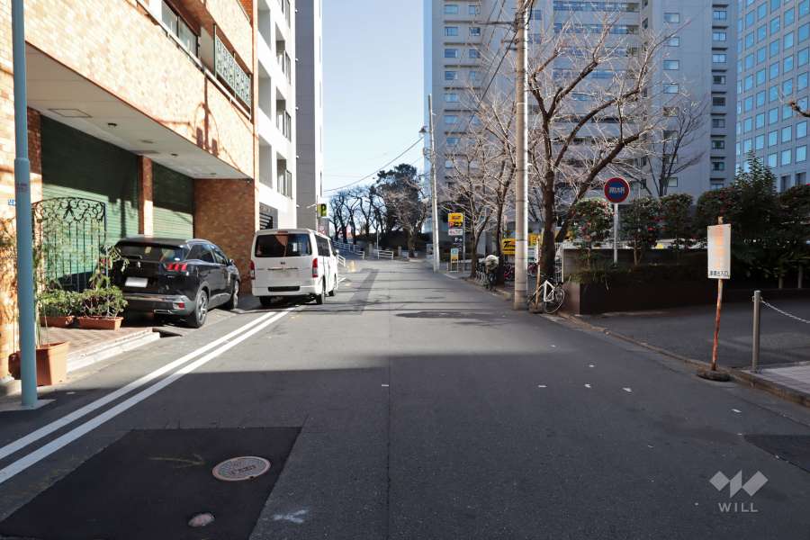 敷地北東側の前面道路(北西側から)