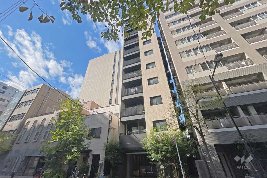 サンウッド東京茅場町パークフロントの外観（北東側から）