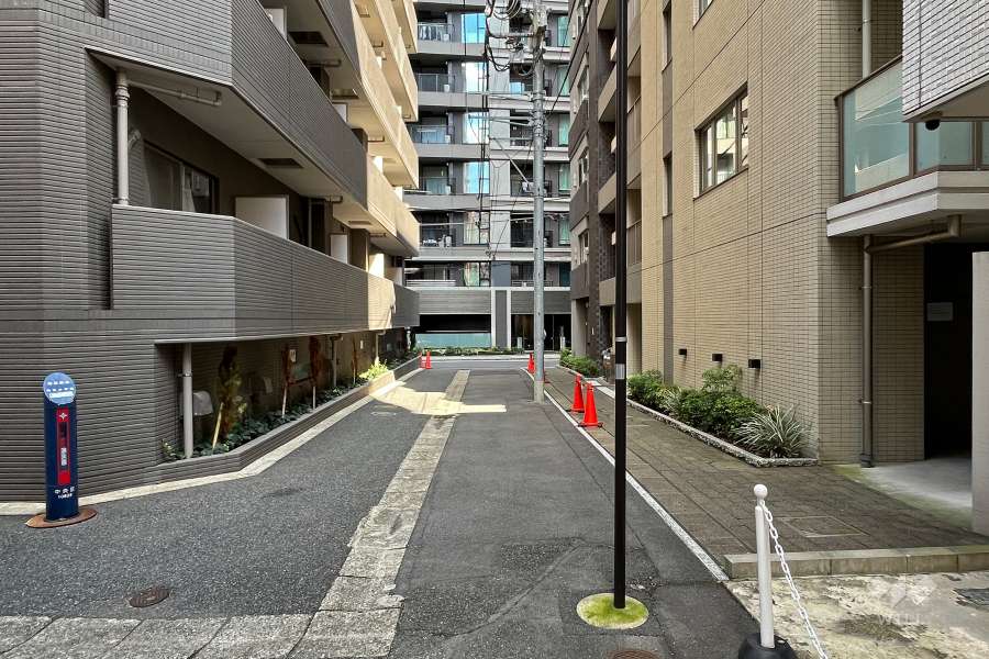 敷地北側の前面道路（西側から）