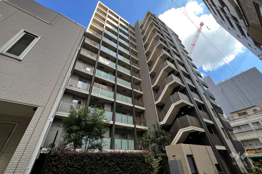 クレヴィア東京八丁堀新川ザレジデンスの外観（北西側から）