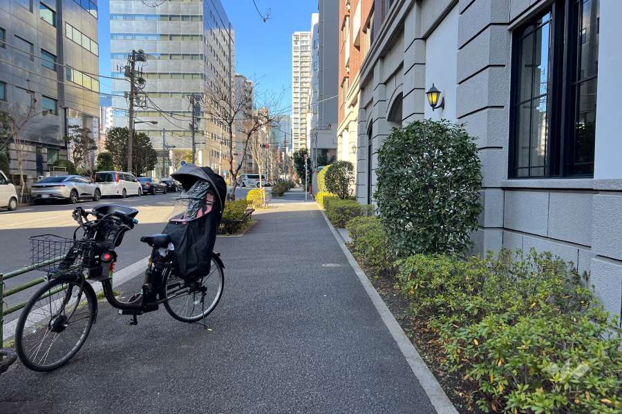 敷地の南西側前面道路（南東側から）