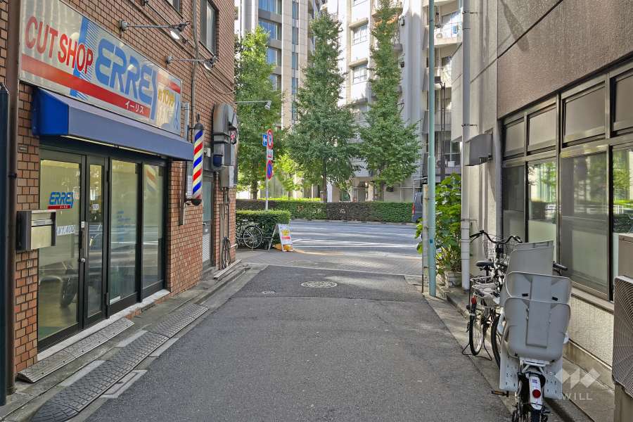 敷地の東側前面道路（南側から）