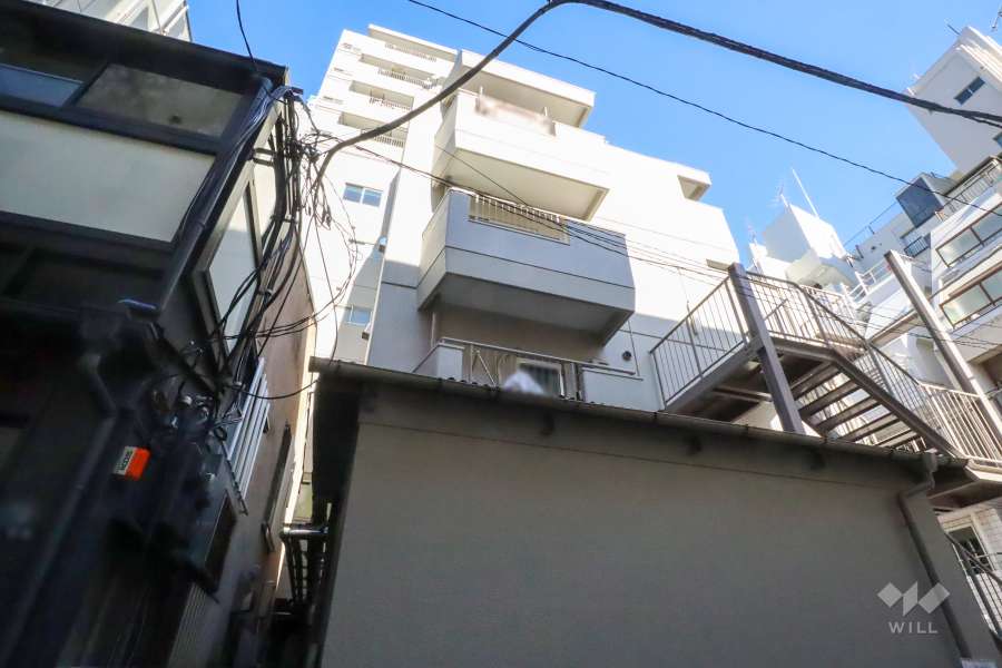 トーア新富マンションの外観(南西側から)