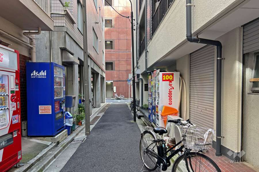敷地の北側前面道路（西側から）