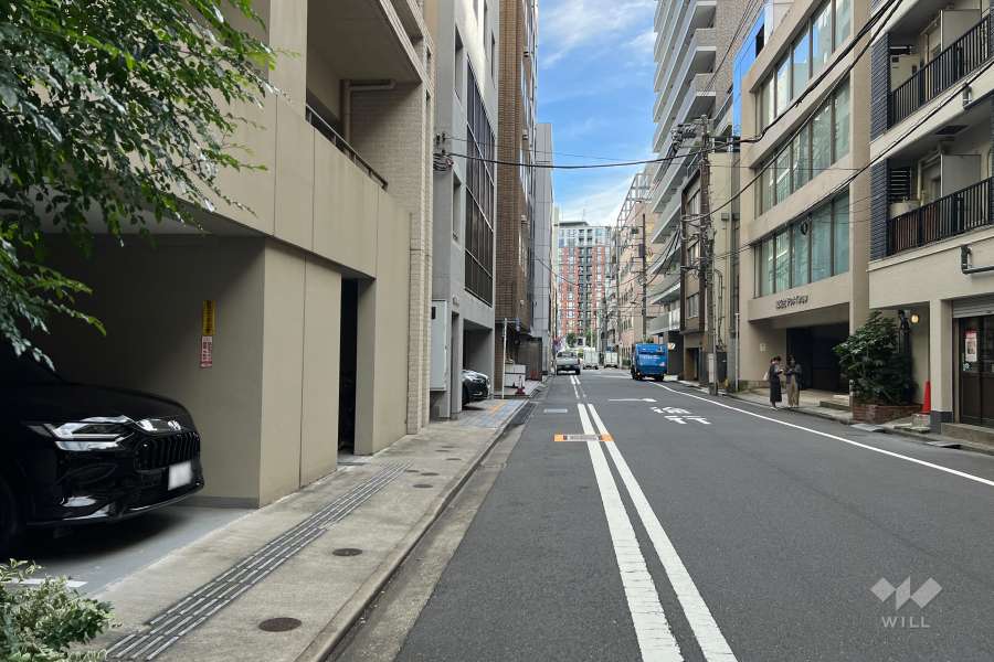 敷地の西側前面道路（北側から）