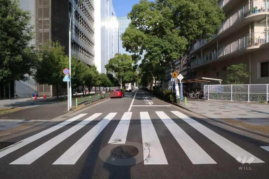 敷地北西側の前面道路(南西側から)