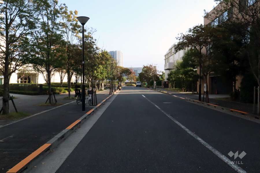 敷地南西側の前面道路(南東側から)