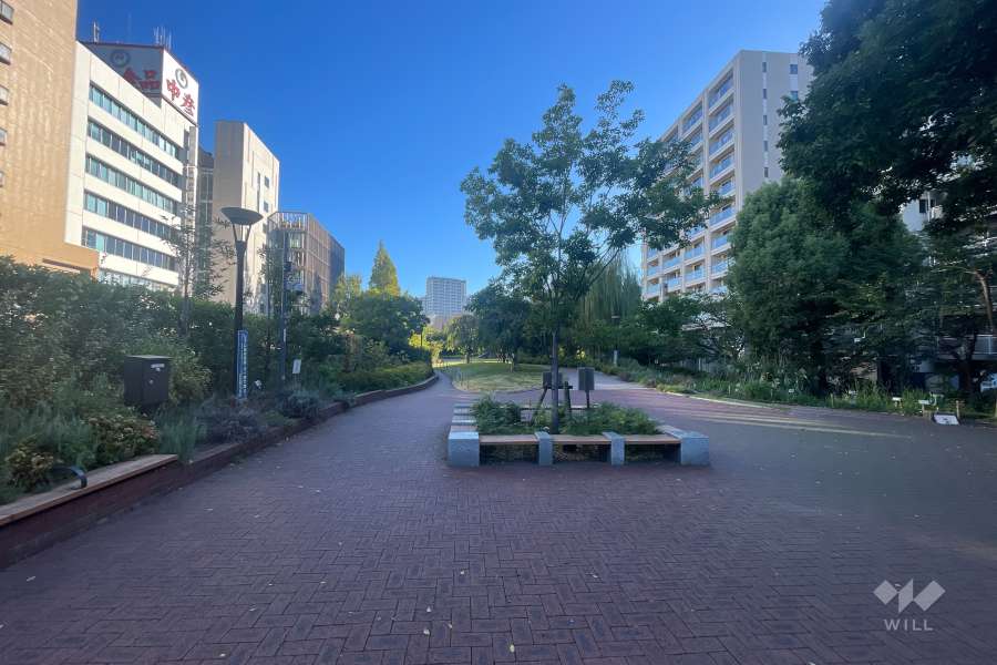 敷地に隣接した中央区立築地川公園