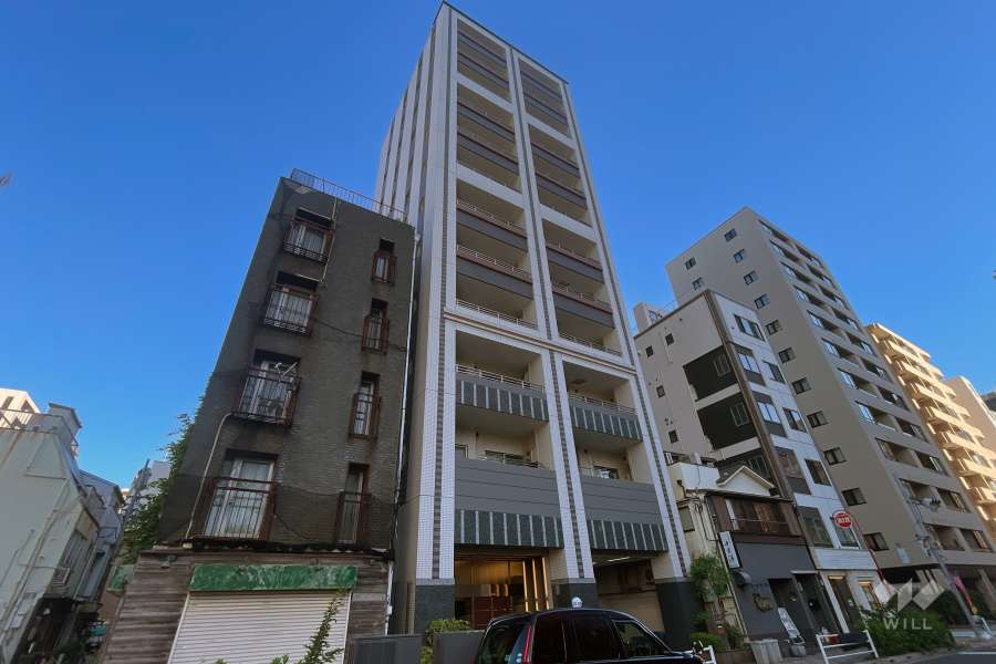 ライオンズ築地リバーノートの外観（南西側から）