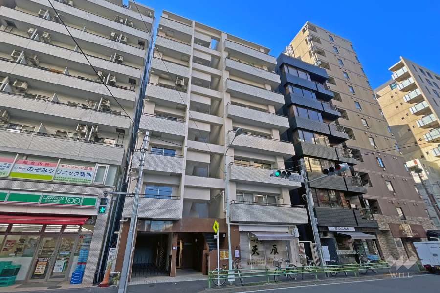 中銀築地マンシオンの外観（北側から）