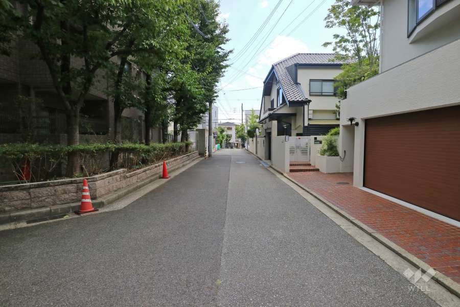 敷地西側の前面道路（北側から）