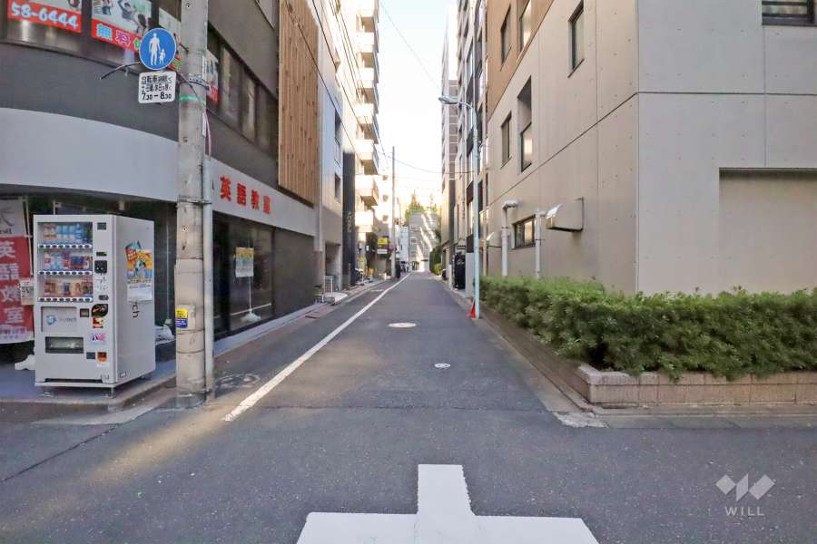 敷地北西側の前面道路(南西側から)