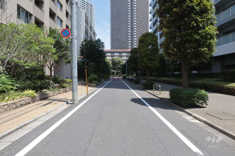 西側の前面道路(北方向から)