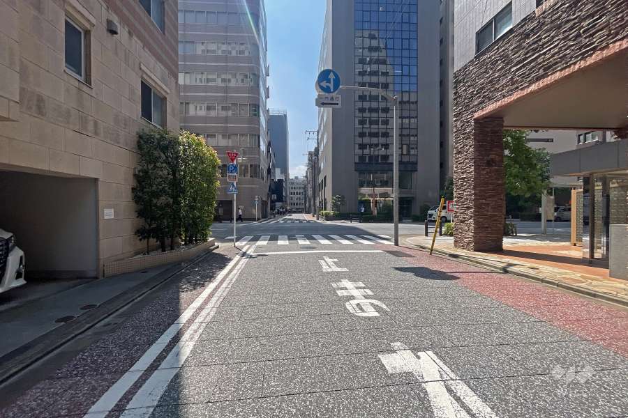 敷地の北西側前面道路（北東側から）