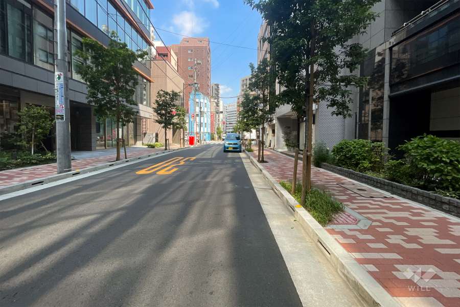 敷地北西側の前面道路（南西側から）