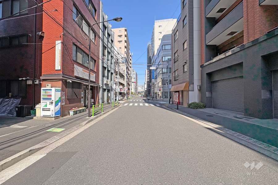 敷地南側の前面道路（西側から）