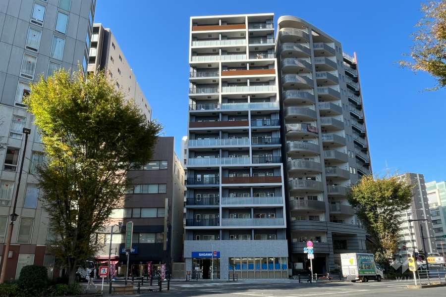 サンウッド東日本橋フラッツの外観（南東側から）