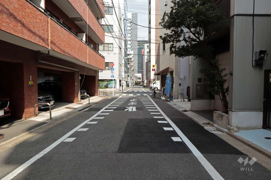 敷地北西側の前面道路（南西側から）