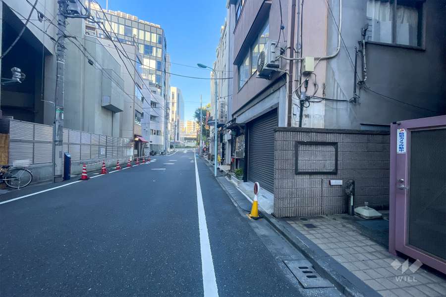 敷地西側の前面道路（南側から）