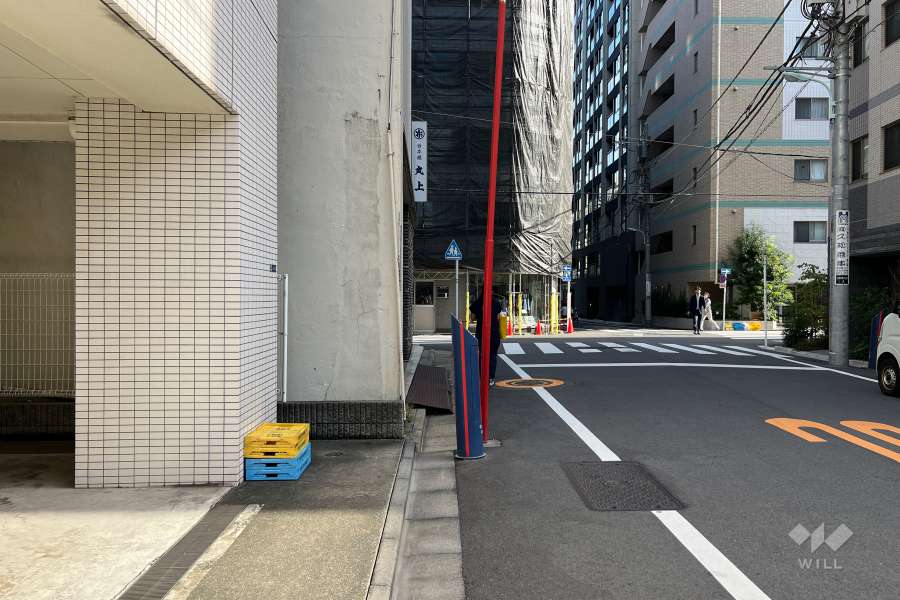 敷地の南西側前面道路（北西側から）