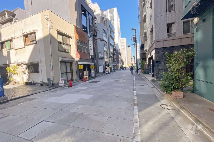 敷地北側の前面道路（西側から）