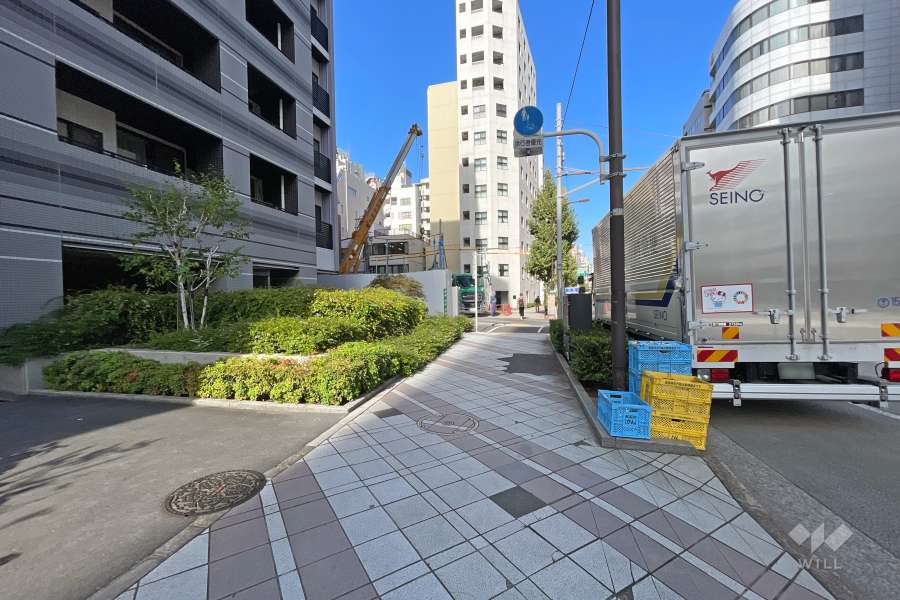 敷地東側の前面道路（南側から）