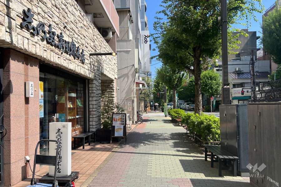 敷地の南東側前面道路（南西側から）