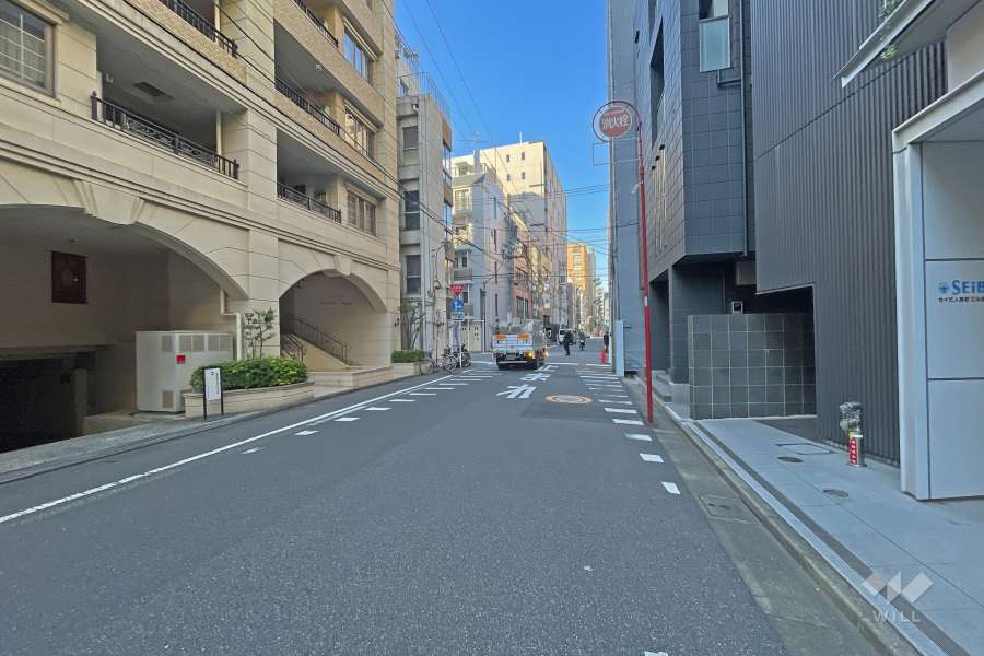 敷地の東側前面道路（南側から）