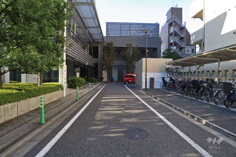 敷地北東側の前面道路(南東側から)